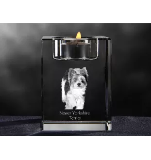 Biewer Yorkshire Terrier świecznik kryształowy z psem Art-Dog
