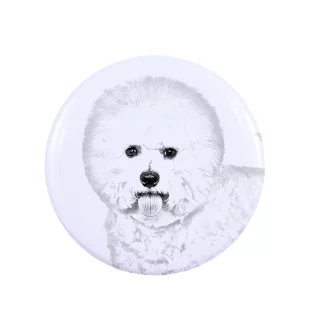 Bichon Frise, Gelockter Bichon, Tenneriffahündchen - Anstecknadel mit Ihrem Hund, fügen Sie Ihr eigenes Foto hinzu, Marke Art-Dog