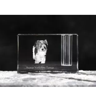Biewer Yorkshire Terrier penholder kryształowy z psem Art-Dog