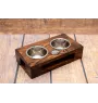 Bichon Frise, Bichon Tenerife, Bichon a poil frise - wooden stand with bowls for a dog, steel dog bowls, a gift for adopting a dog from the Art-Dog brand