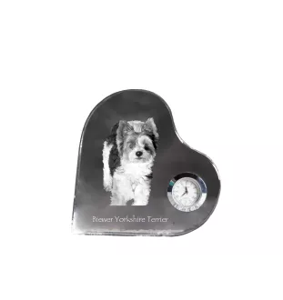 Biewer Terrier, Biewer Yorkshire Terrier - Kristalluhr mit einem Hundebild, Herzregal-Uhr, personalisierte Standuhr der Marke Art-Dog