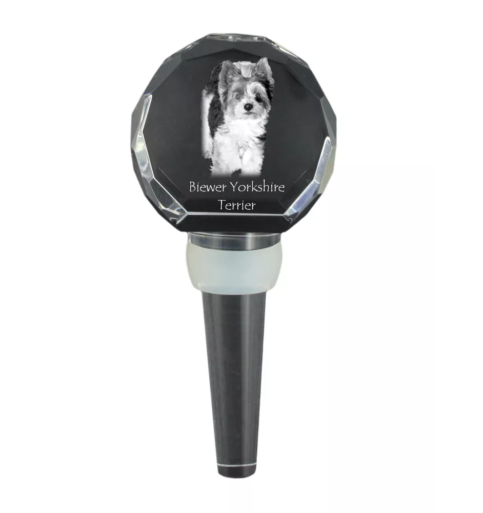 Biewer Yorkshire Terrier - Crystal bottle stopper, unique wine stopper with photo, personalised gift for sommelier by Art-Dog brand