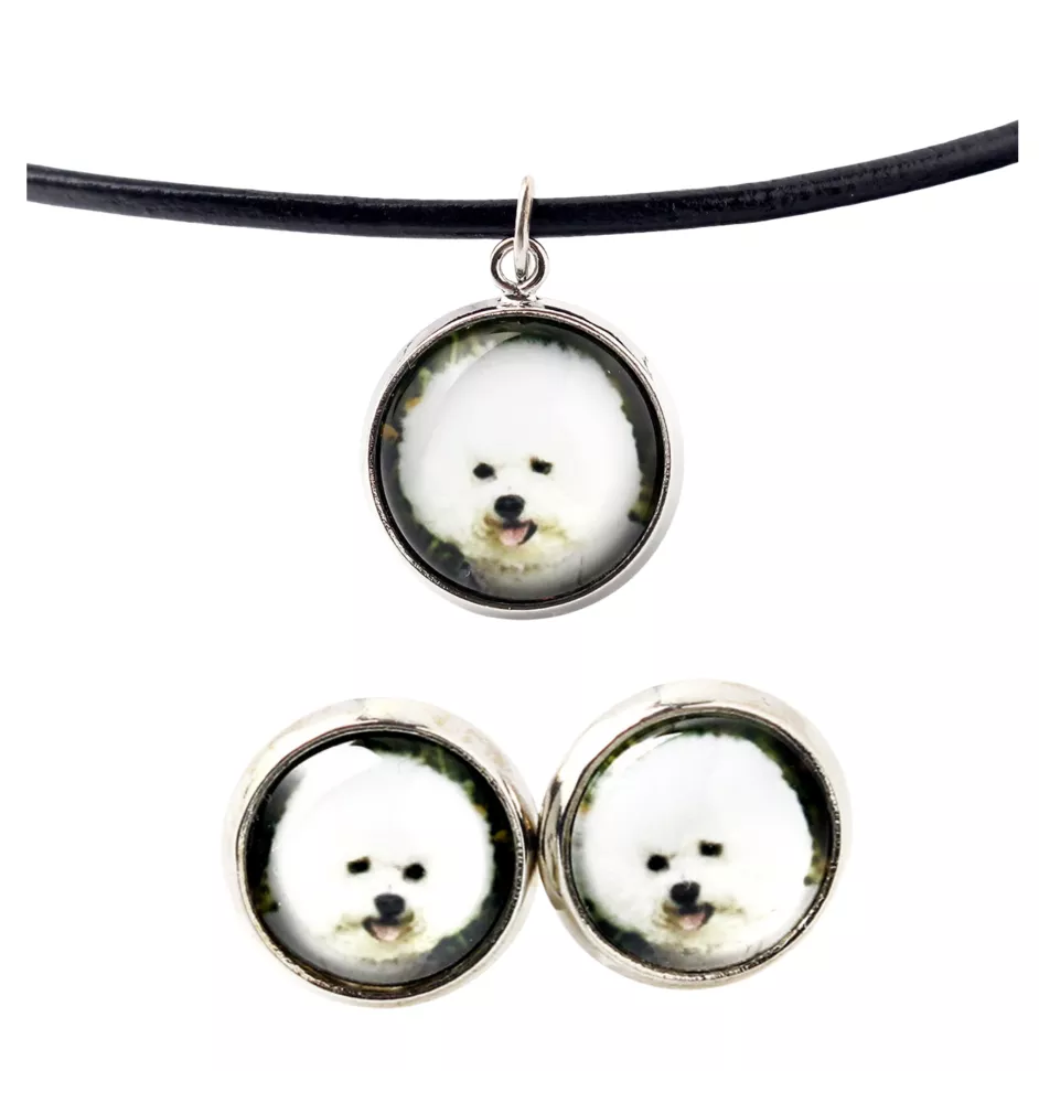 Bichon Frise naszyjnik i kolczyki ze zdjęciem Art-Dog