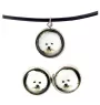 Bichon Frise, Gelockter Bichon, Tenneriffahündchen - Schmuck mit Ihrem Foto-Box, Halskette und Ohrringe-Set, personalisierte Produkte der Marke Art-Dog.