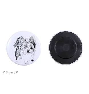 Biewer Terrier, Biewer Yorkshire Terrier Magnet mit einem Hundepfotenabdruck, außergewöhnlich leicht, starker Magnet, handgefertigtes Produkt der Marke Art-Dog