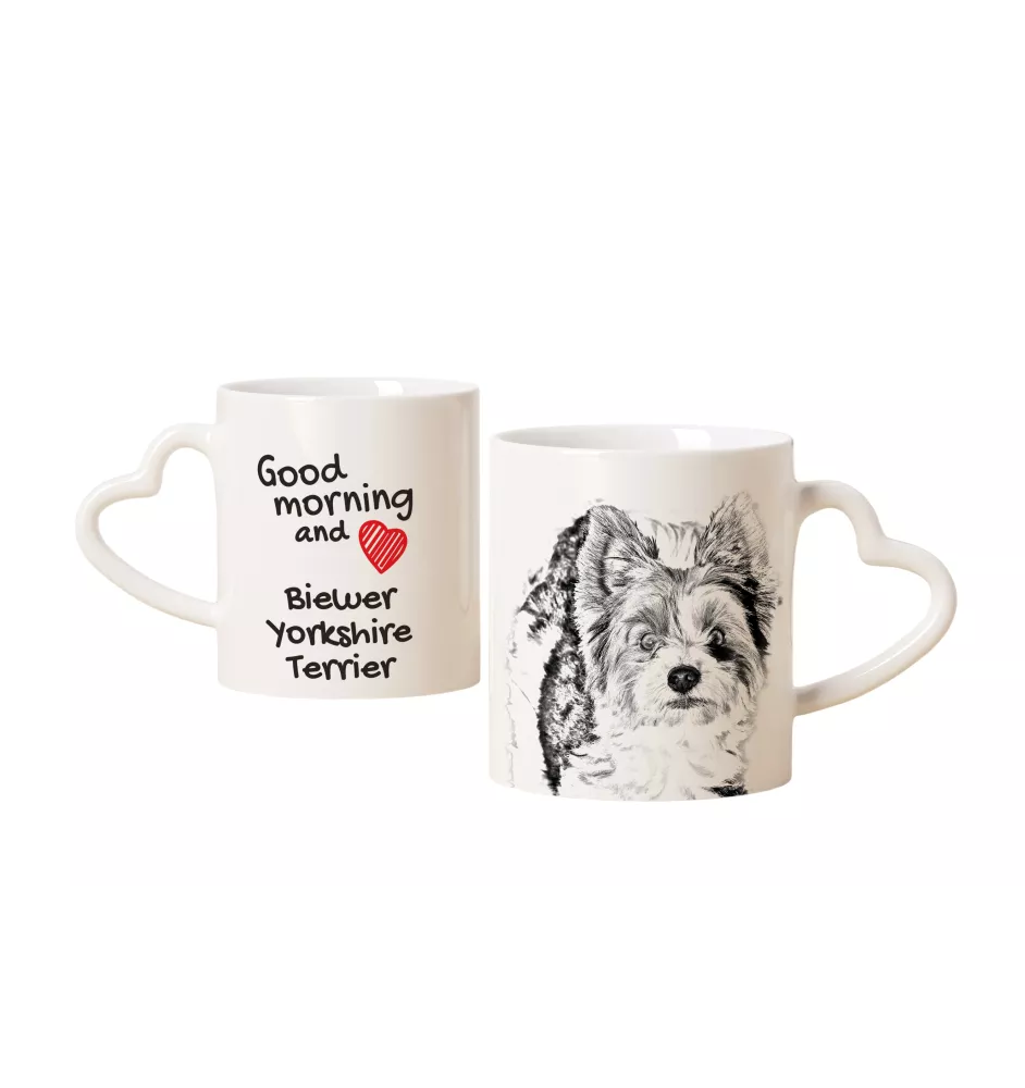 Biewer Terrier, Biewer Yorkshire Terrier - Tasse mit Hund, entzückende Tasse mit herzförmigem Henkel, universelles Geschenk der Marke Art-Dog