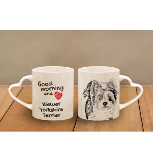 Biewer Terrier, Biewer Yorkshire Terrier - Tasse mit Hund, entzückende Tasse mit herzförmigem Henkel, universelles Geschenk der Marke Art-Dog