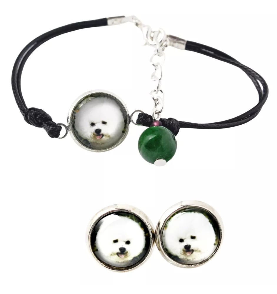 Bichon Frise, Bichon Tenerife, Bichon a poil frise - a set of jewelry with your photo, a woman's ornament, handmade item, a product made with passion for creating the Art-Dog brand.