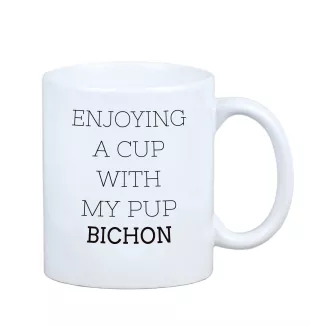 Bichon Frise, Bichon Tenerife, Bichon a poil frise - cup with a geometric dog image and the inscription Art-Dog