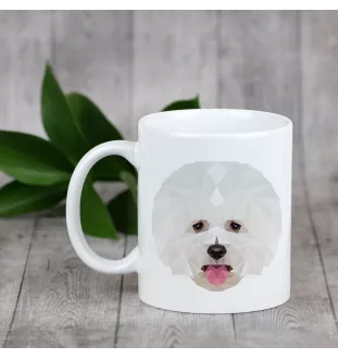 Bichon a poil frise, Bichon Frise, Bichon Tenerife - tasse avec une photo et un motif de chien géométrique Art-Dog