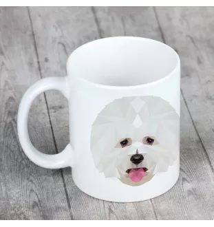Bichon a poil frise, Bichon Frise, Bichon Tenerife - tasse avec une photo et un motif de chien géométrique Art-Dog