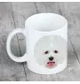 Bichon Frise, Bichon Tenerife, Bichon a poil frise - cup with a geometric dog image and the inscription Art-Dog