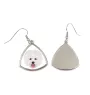 Bichon Frise, Bichon Tenerife, Bichon a poil frise - earrings with a picture and the inscription geometric dog Art-Dog