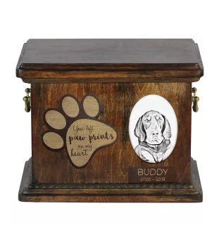 Chien noir et feu pour la chasse au raton laveur - urne pour cendres de chien, urne personnalisée avec photo, urne avec photo de chien de la marque Art-Dog