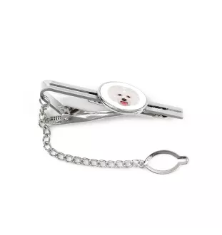 Bichon Frise, Bichon Tenerife, Bichon a poil frise - geometric tie clip with a picture and inscription from Art-Dog
