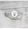 Bichon Frise, Gelockter Bichon, Tenneriffahündchen - geometrische Krawattennadel mit Bild und Schriftzug von Art-Dog