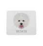Bichon Frise, Bichon Tenerife, Bichon a poil frise - geometric mouse pad with a picture and text by Art-Dog