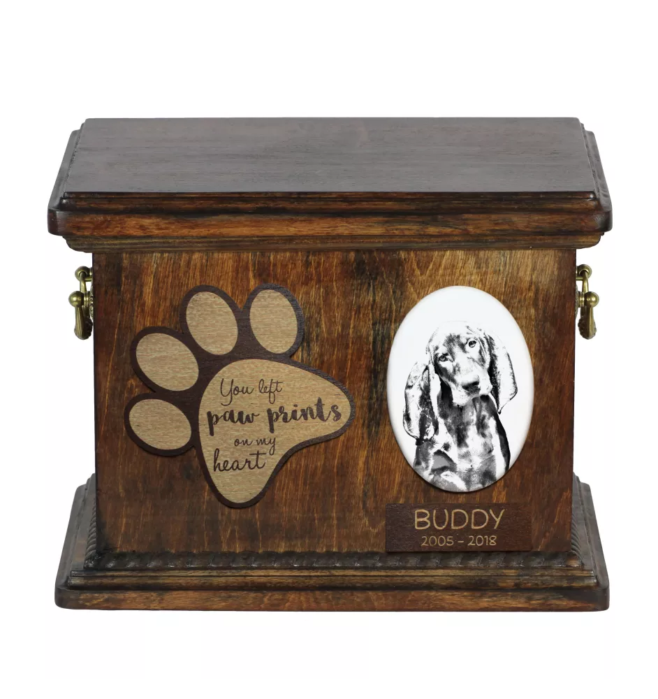Black and Tan Coonhound I - urn for dog ashes, personalized urn with a photo, dog photo urn by Art-Dog