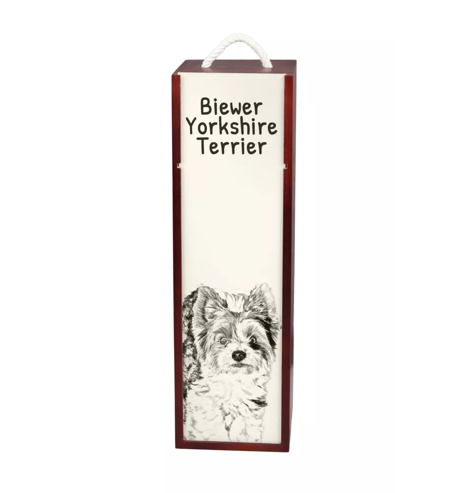 Biewer Yorkshire Terrier - wine box with a dog, alcohol box with graphics, personalized gift box from the Art-Dog brand
