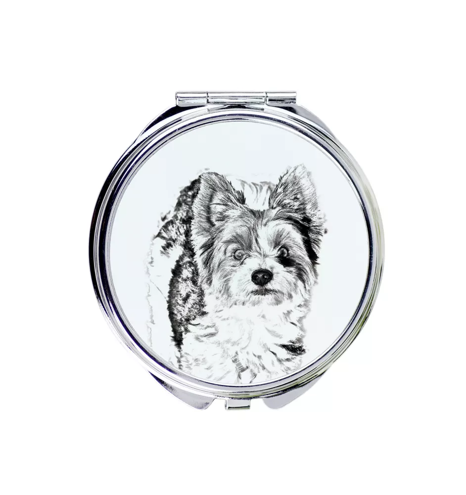 Biewer Terrier, Biewer Yorkshire Terrier - Taschenspiegel mit Hund, personalisierter Taschenspiegel, kompakter Spiegel mit Art-Dog-Logo