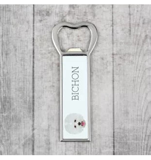 Bichon Frise, Bichon Tenerife, Bichon a poil frise - bottle opener with a picture and inscription for beer by Art-Dog