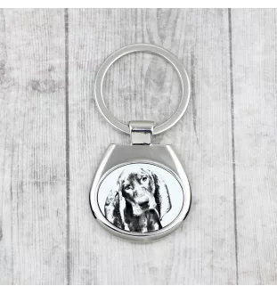 Chien noir et feu pour la chasse au raton laveur - porte-clés avec chien, porte-clés imprimé, breloque personnalisée de la marque Art-Dog