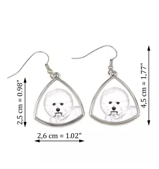 Bichon Frise, Gelockter Bichon, Tenneriffahündchen - Hund Ohrringe, hängende Ohrringe mit Bild, personalisierter Schmuck mit dem Aufdruck der Marke Art-Dog
