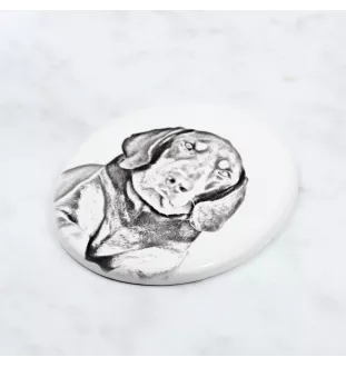 Black and Tan Coonhound I - commemorative plaque with a photo of a dog, tombstone with a print, personalized oval plaque from the Art-Dog brand