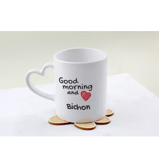 Bichon Frise, Gelockter Bichon, Tenneriffahündchen - Tasse mit Hund, entzückende Tasse mit herzförmigem Henkel, universelles Geschenk der Marke Art-Dog