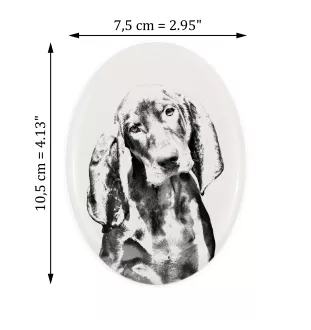 Schwarz-Lohfarbener Waschbärenhund, Black and Tan Coonhound - Gedenktafel mit einem Foto eines Hundes, Grabplatte mit Druck, personalisierte ovale Platte der Marke Art-Dog
