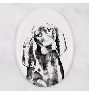 Black and Tan Coonhound - commemorative plaque with a photo of a dog, tombstone with a print, personalized oval plaque from the Art-Dog brand