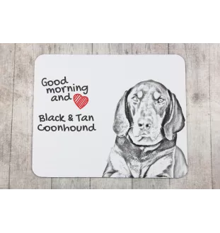 Black and Tan Coonhound I - mouse pad with print, personalized dog-themed mouse pad, unique gadget for an office worker by Art-Dog brand