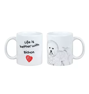 Bichon Frise, Gelockter Bichon, Tenneriffahündchen - Tasse mit Hund, Tasse mit Bild, personalisiertes Geschenk der Marke Art-Dog