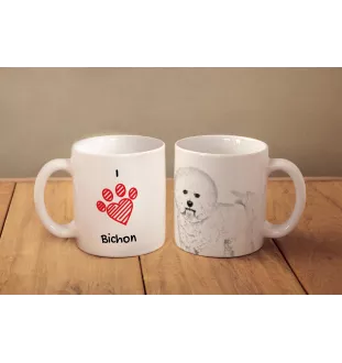 Bichon Frise, Bichon Tenerife, Bichon a poil frise - cup with a dog, cute cup with graphics, a gift with your photo from the Art-Dog brand