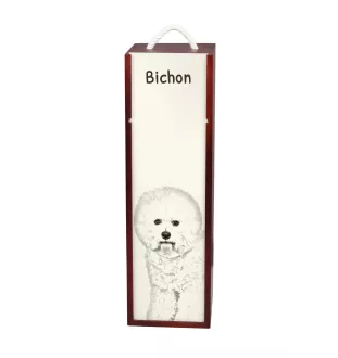 Bichon Frise, Gelockter Bichon, Tenneriffahündchen - Weinbox mit Hund, Alkoholbox mit Grafik, personalisierte Geschenkbox der Marke Art-Dog