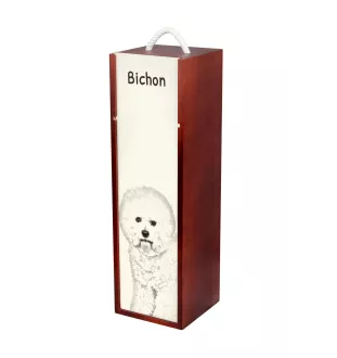 Bichon Frise, Bichon Tenerife, Bichon a poil frise - wine box with a dog, alcohol box with graphics, personalized gift box from the Art-Dog brand