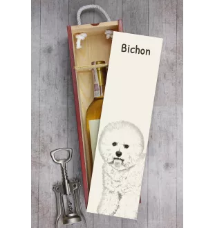 Bichon a poil frise, Bichon Frise, Bichon Tenerife - boîte à vin avec chien, boîte à alcool avec graphisme, boîte cadeau personnalisée de la marque Art-Dog