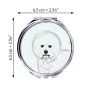 Bichon Frise, Bichon Tenerife, Bichon a poil frise - Pocket mirror with a dog, personalized mirror for a purse, compact mirror with Art-Dog brand print.