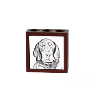 Schwarz-Lohfarbener Waschbärenhund, Black and Tan Coonhound I - Stifthalter mit Hund, Schreibtischorganizer mit Aufdruck, personalisierte Schreibtischdekoration der Marke Art-Dog