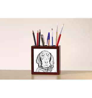 Black and Tan Coonhound I - pen holder with a dog, desk organizer with a print, personalized desk decoration from the Art-Dog brand.