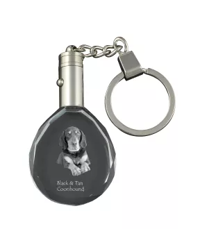 Black and Tan Coonhound I - pendant with a photo of a dog, crystal key ring in a gift box, a unique gift by Art-Dog