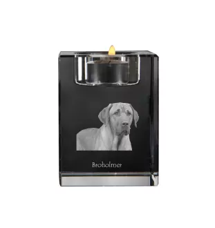 Chien noir et feu pour la chasse au raton laveur - Bougeoir avec photo de chien, porte bougie en cristal, cadeau personnalisé par la marque Art-Dog