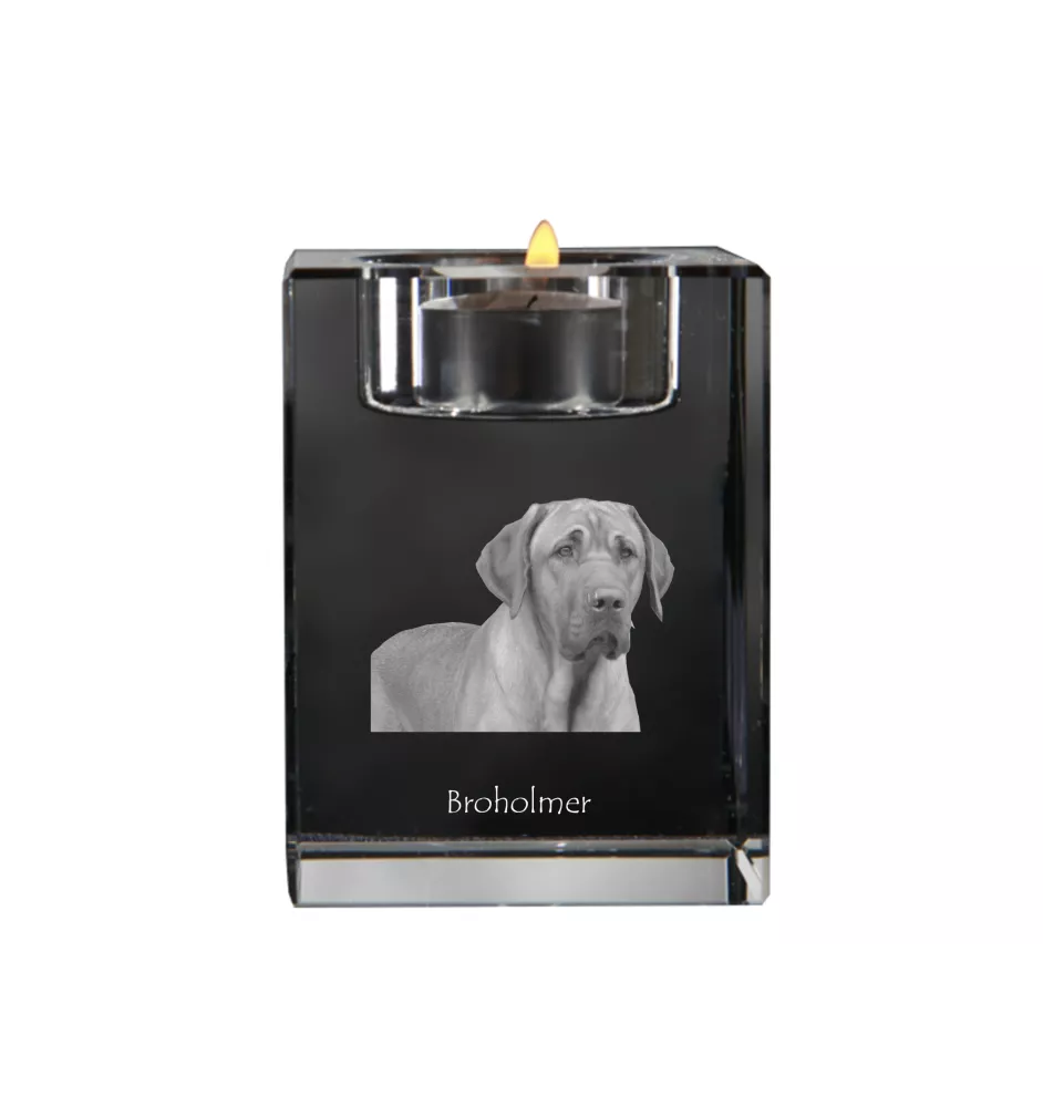 Chien noir et feu pour la chasse au raton laveur - Bougeoir avec photo de chien, porte bougie en cristal, cadeau personnalisé par la marque Art-Dog