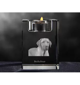 Chien noir et feu pour la chasse au raton laveur - Bougeoir avec photo de chien, porte bougie en cristal, cadeau personnalisé par la marque Art-Dog