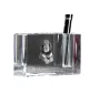Chien noir et feu pour la chasse au raton laveur I - Porte-stylos, organiseur en cristal avec photo de chien, décoration de bureau unique par la marque Art-Dog