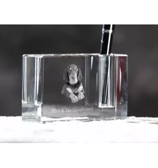 Black and Tan Coonhound I - Pen stand, crystal organiser with dog photo, unique desk decoration by Art-Dog brand