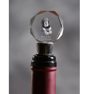 Black and Tan Coonhound I - Bottle stopper, crystal wine stopper with photo, personalised gift for bartender by Art-Dog brand