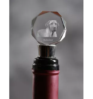 Chien noir et feu pour la chasse au raton laveur - Bouchon de bouteille, bouchon de vin en cristal avec photo, cadeau personnalisé pour barman par la marque Art-Dog