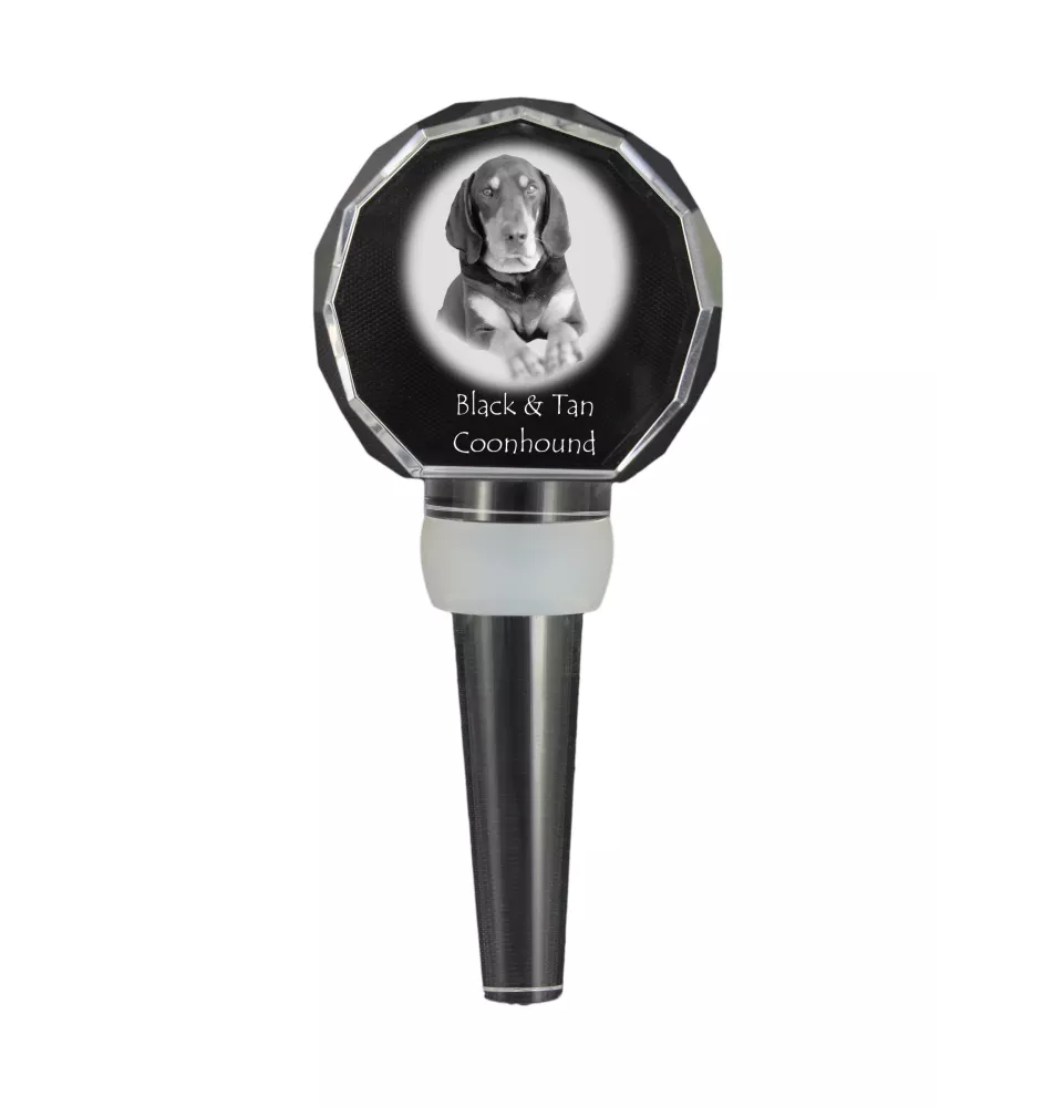 Black and Tan Coonhound I - Crystal bottle stopper, unique wine stopper with photo, personalised gift for sommelier by Art-Dog brand