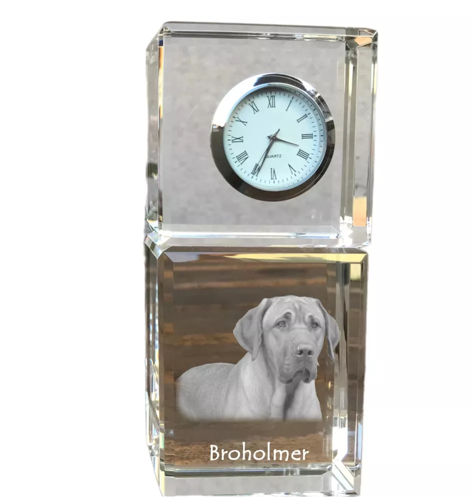 Black and Tan Coonhound - crystal clock with a photo, a photo of a dog in crystal, personalized desk clock by Art-Dog brand